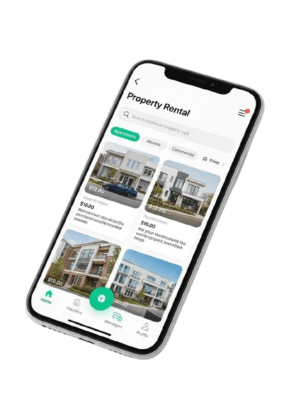 Cribio mobile app showing property listings